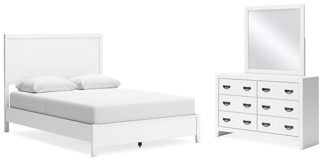 Cama con paneles Binterglen y tocador con espejo