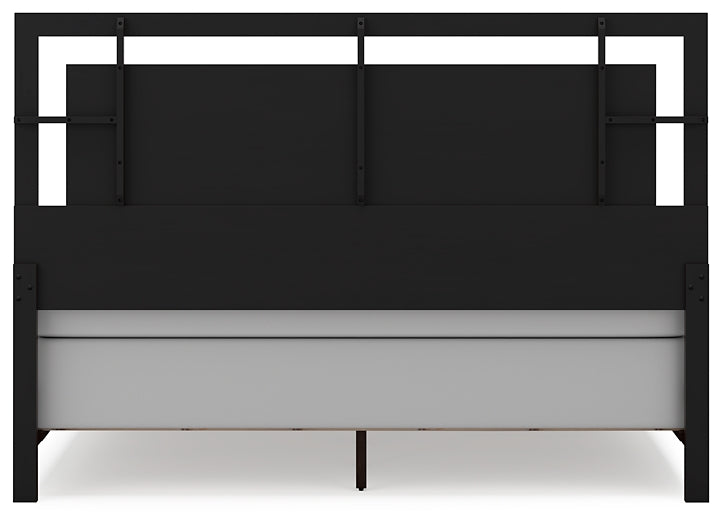 Cama Covetown con paneles, tocador con espejo y mesita de noche