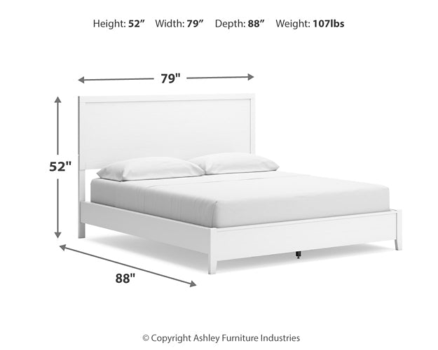 Cama California con paneles y tocador con espejo Binterglen