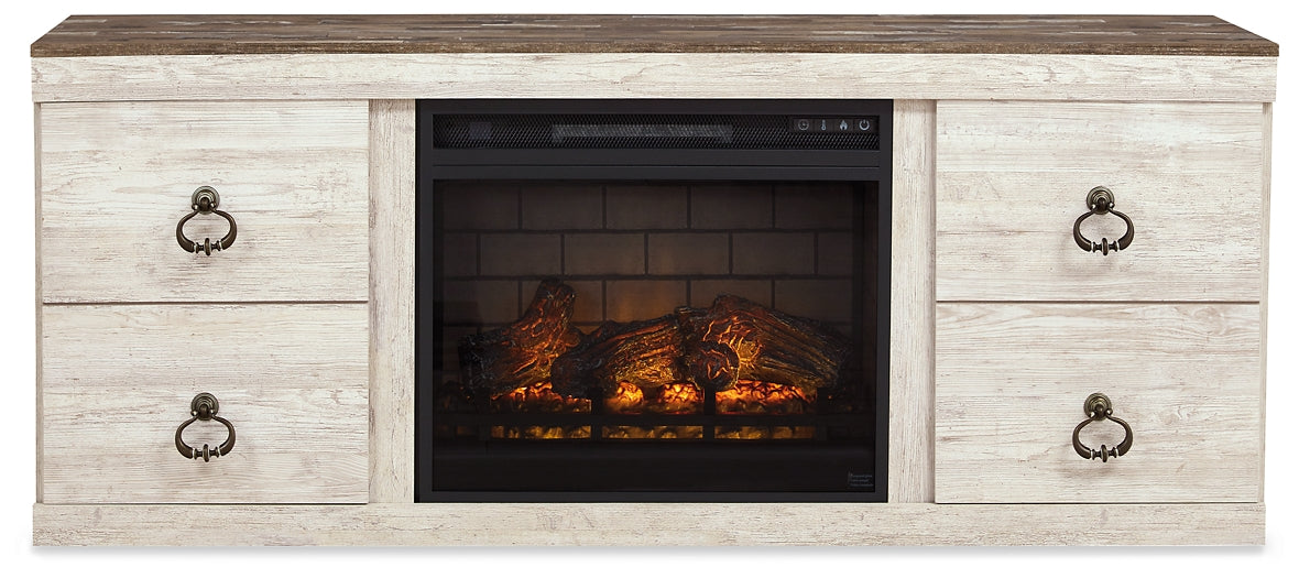 Centro de entretenimiento Willowton de 4 piezas con chimenea eléctrica