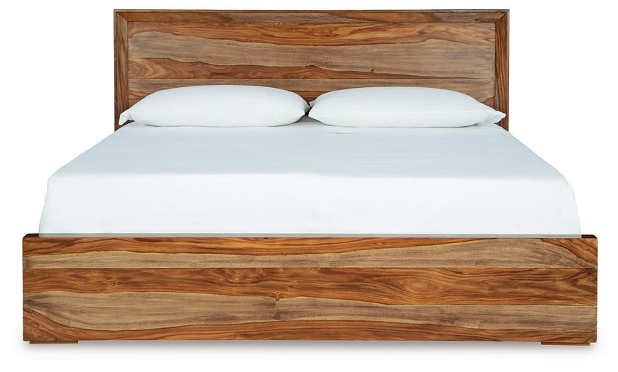Cama con paneles California de Dressonni y tocador con espejo