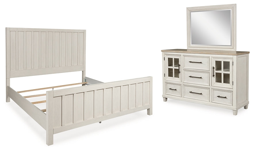 Cama Shaybrock California con paneles y tocador con espejo