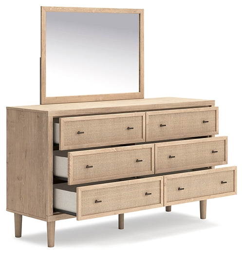 Cielden Panel Headboard With Mirrored Dresser