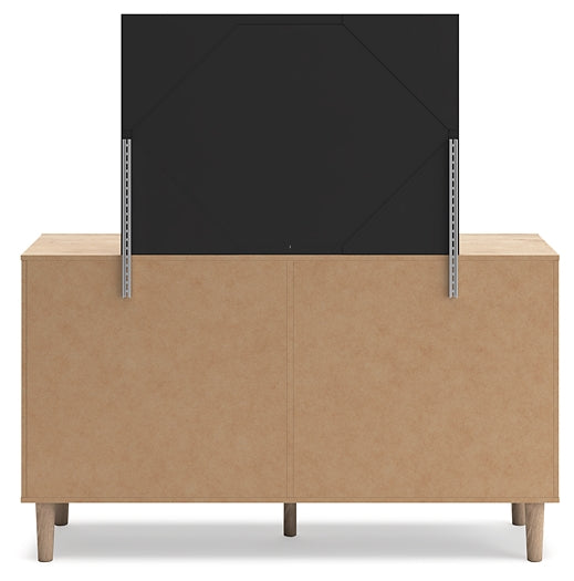 Cielden Panel Headboard With Mirrored Dresser