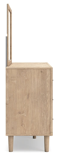 Cielden Panel Headboard With Mirrored Dresser