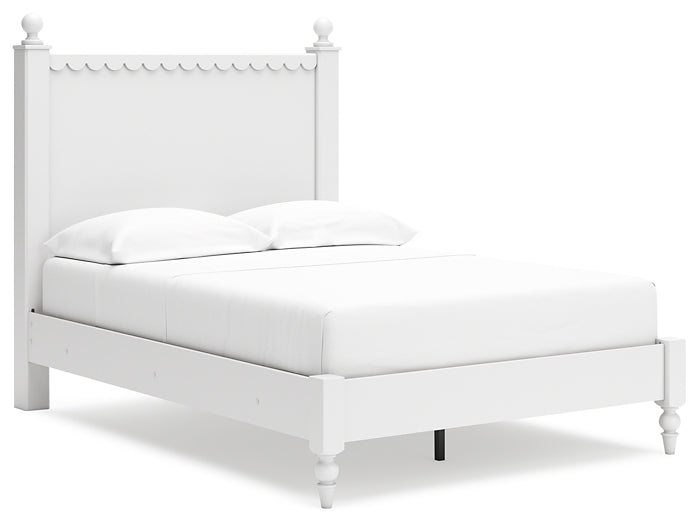 Mollviney Panel Bed With Mirrored Dresser