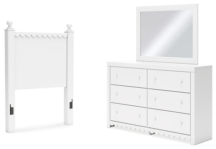 Mollviney Panel Headboard With Mirrored Dresser