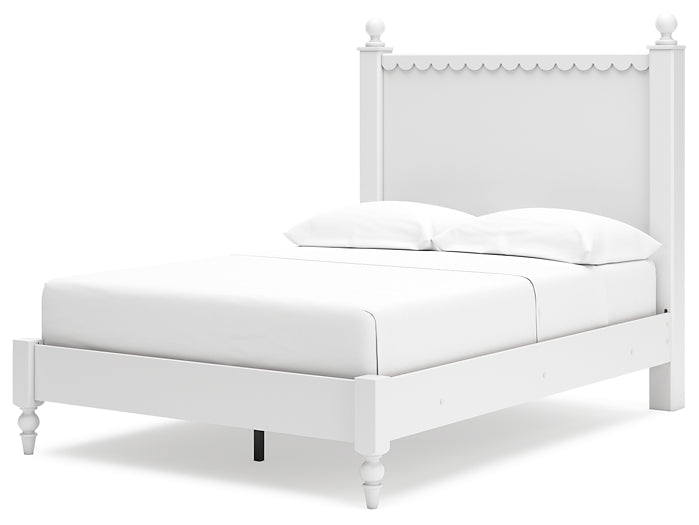Mollviney Panel Bed With Mirrored Dresser