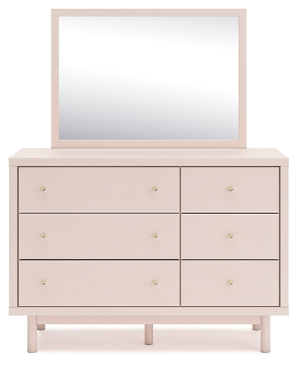 Wistenpine Upholstered Panel Bed With Mirrored Dresser