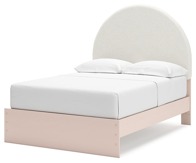 Wistenpine Upholstered Panel Bed With Mirrored Dresser