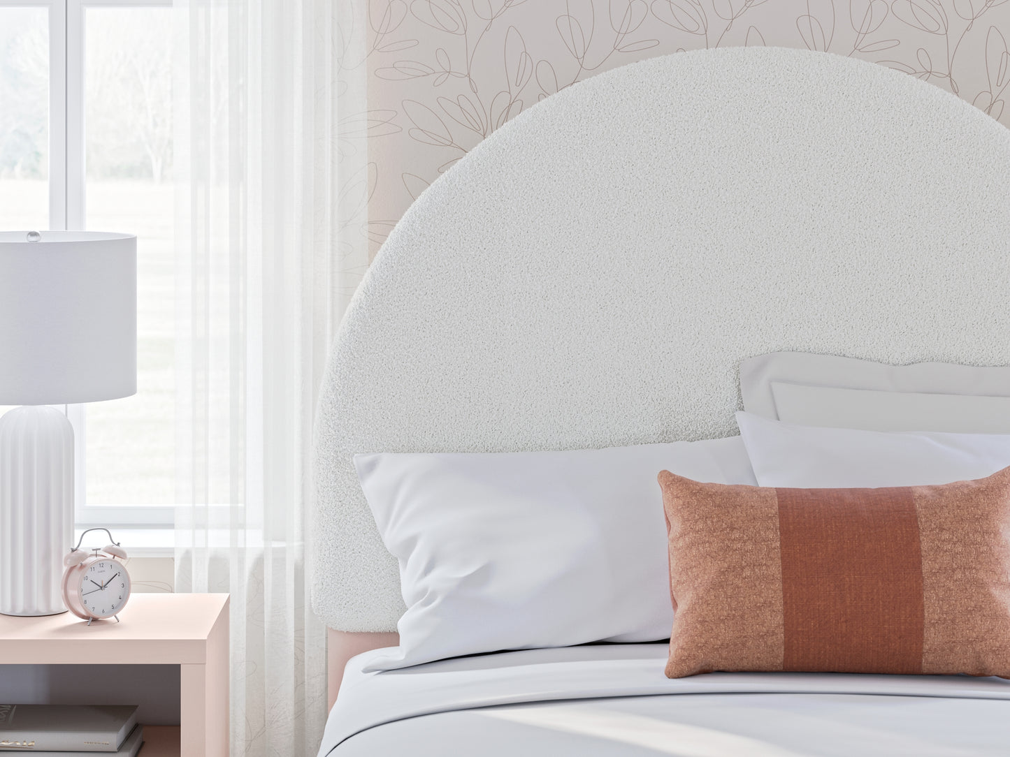 Wistenpine Upholstered Panel Bed With Mirrored Dresser