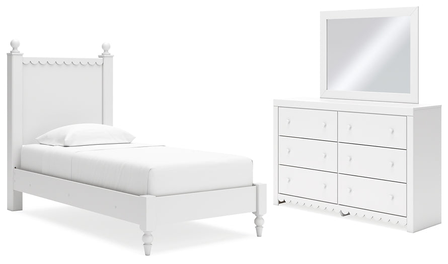Mollviney Panel Bed With Mirrored Dresser