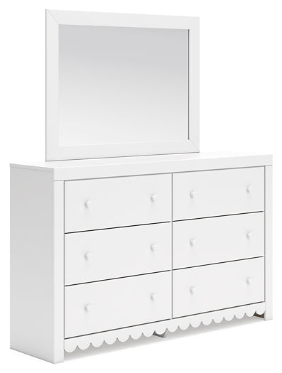 Mollviney Panel Bed With Mirrored Dresser