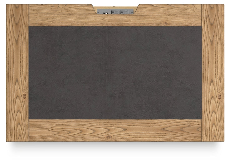 Cama con paneles Galliden, cómoda con espejo y mesita de noche