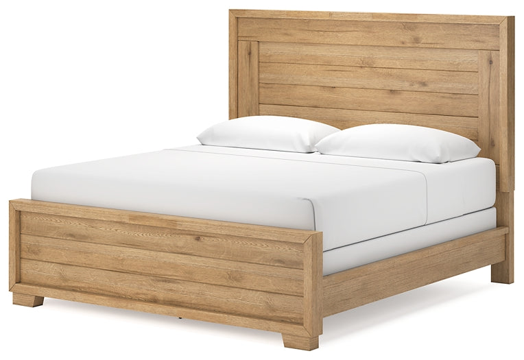 Cama con paneles Galliden y tocador con espejo
