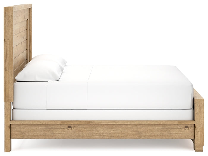 Cama con paneles Galliden y tocador con espejo