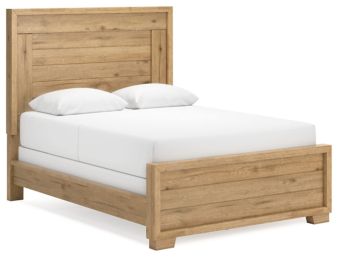 Cama con paneles Galliden y tocador con espejo