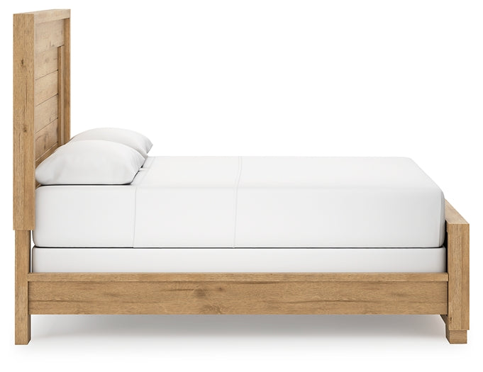 Cama con paneles Galliden y tocador con espejo