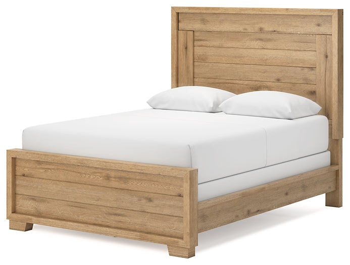 Cama con paneles Galliden y tocador con espejo