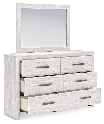 Cayboni Panel Bed With Mirrored Dresser And Chest