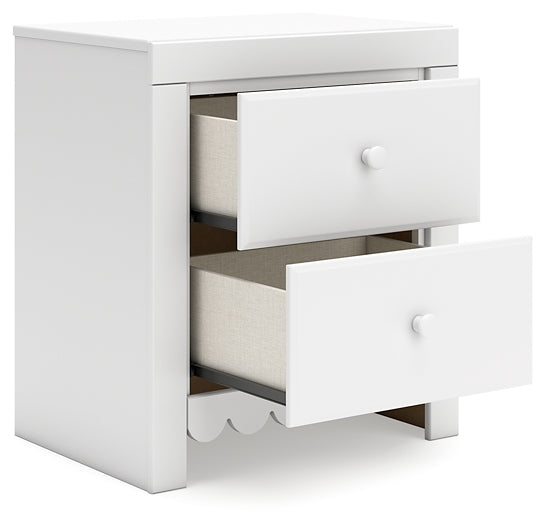 Mollviney Panel Bed With Mirrored Dresser And Nightstand