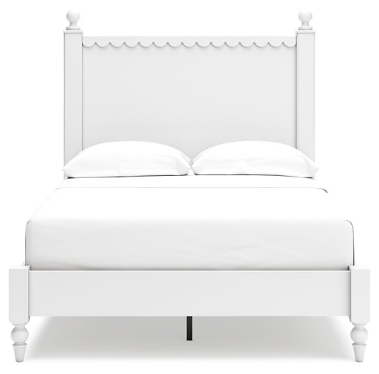 Mollviney Panel Bed With Mirrored Dresser And Nightstand