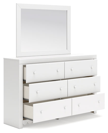 Mollviney Panel Bed With Mirrored Dresser And Nightstand