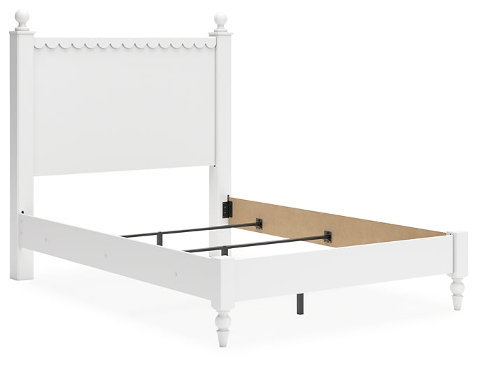 Mollviney Panel Bed With Mirrored Dresser And Nightstand