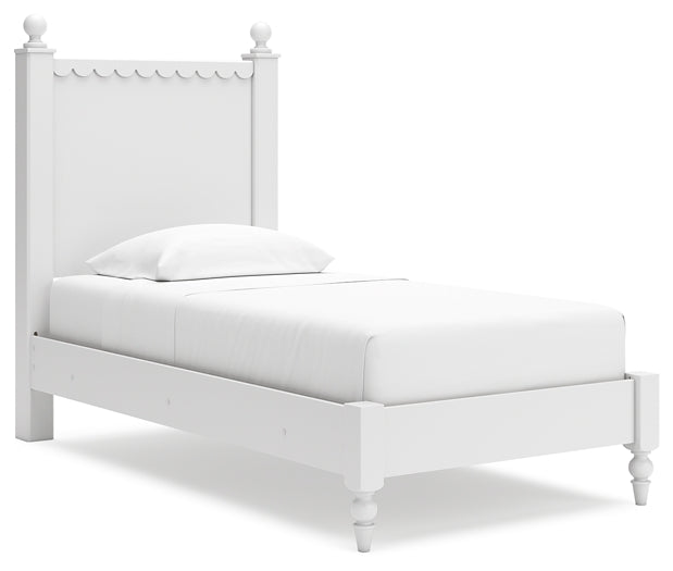 Mollviney Panel Bed With Mirrored Dresser And Nightstand