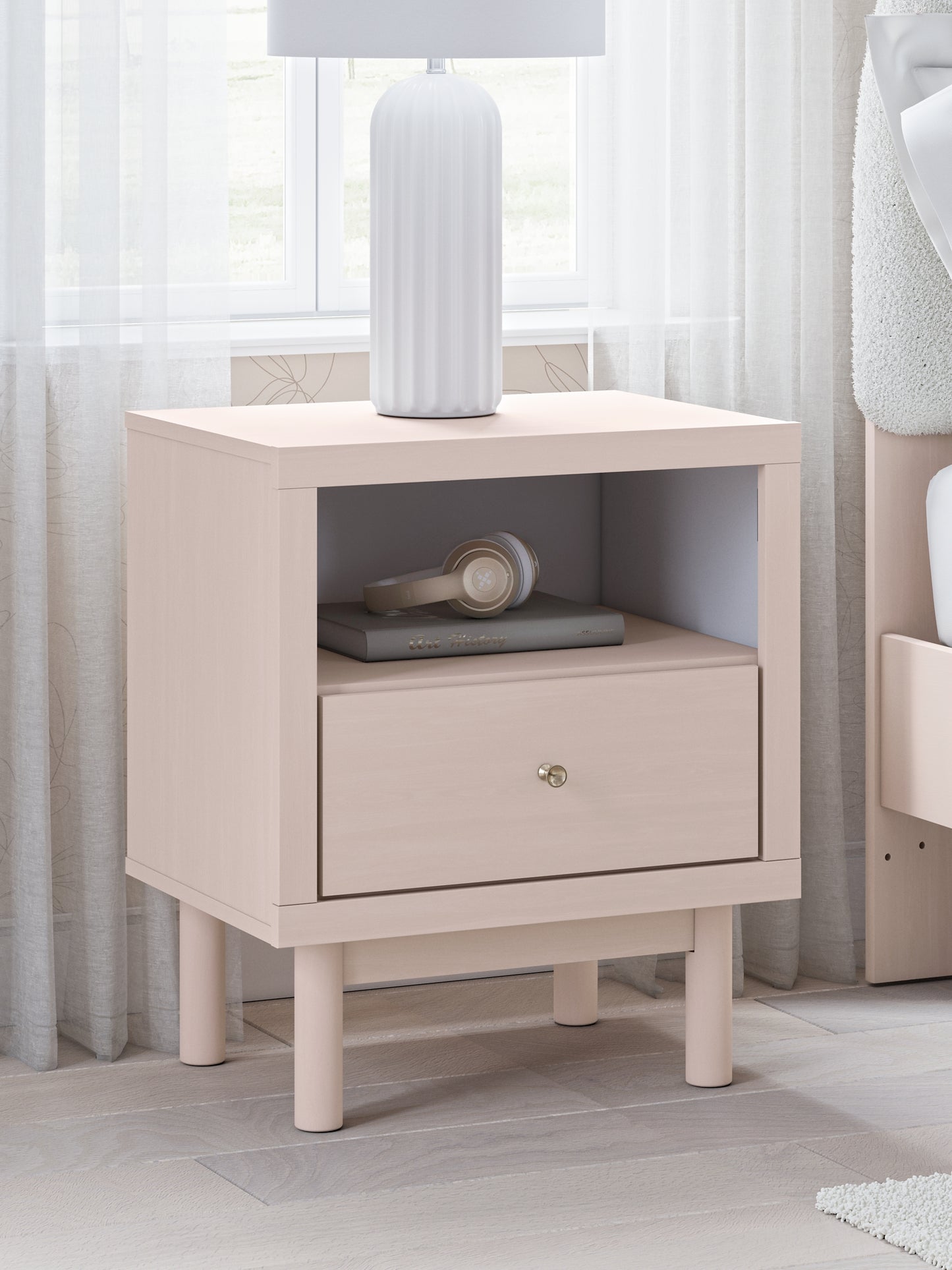 Wistenpine Upholstered Panel Bed With Nightstand