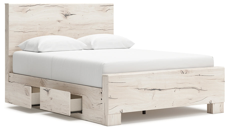 Cama con paneles Lawroy y tocador con espejo