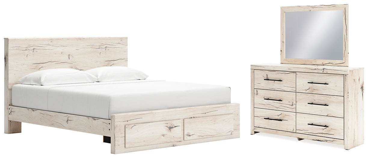 Cama con almacenamiento y tocador con espejo Lawroy