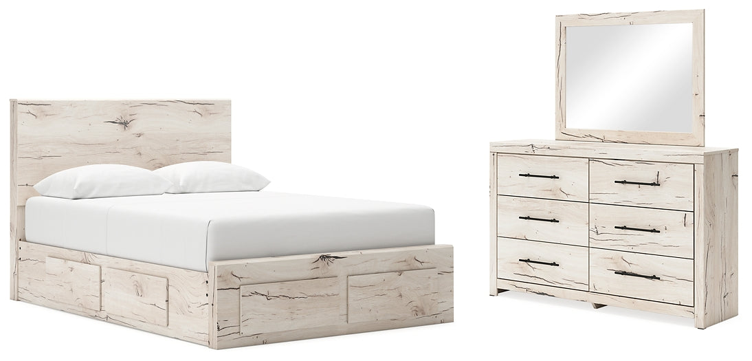 Cama con almacenamiento y tocador con espejo Lawroy
