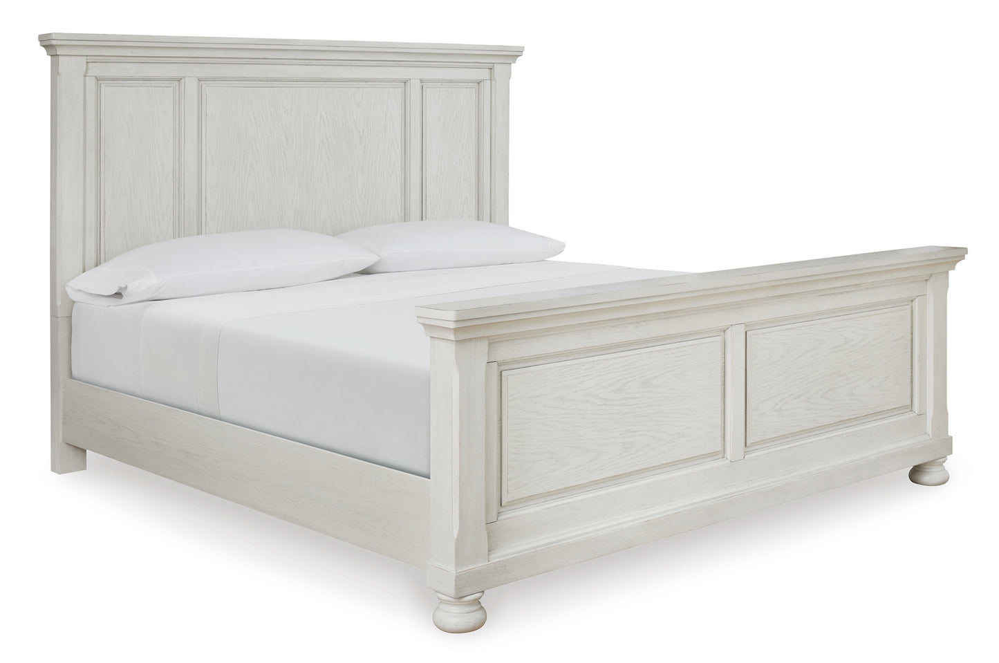 Cama Robbinsdale con paneles, cómoda con espejo y mesita de noche