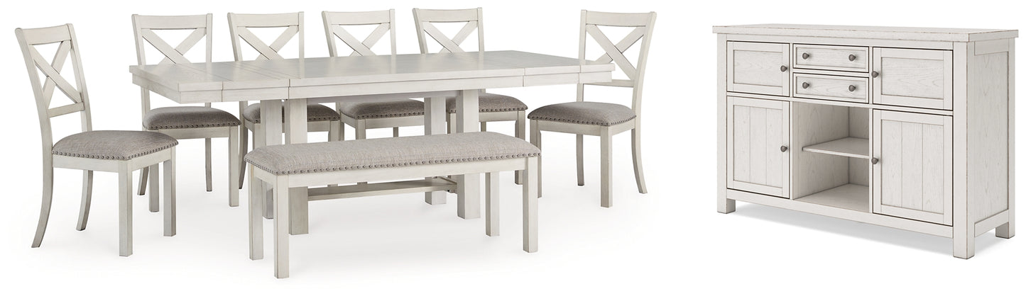 Mesa de comedor Robbinsdale, 6 sillas y banco con espacio de almacenamiento
