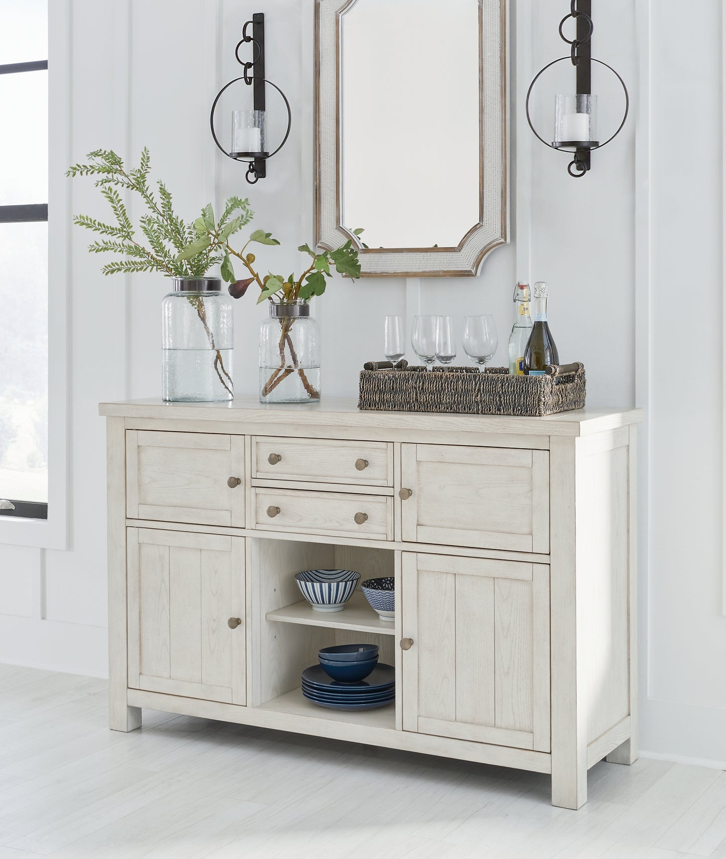 Mesa de comedor Robbinsdale, 6 sillas y banco con espacio de almacenamiento