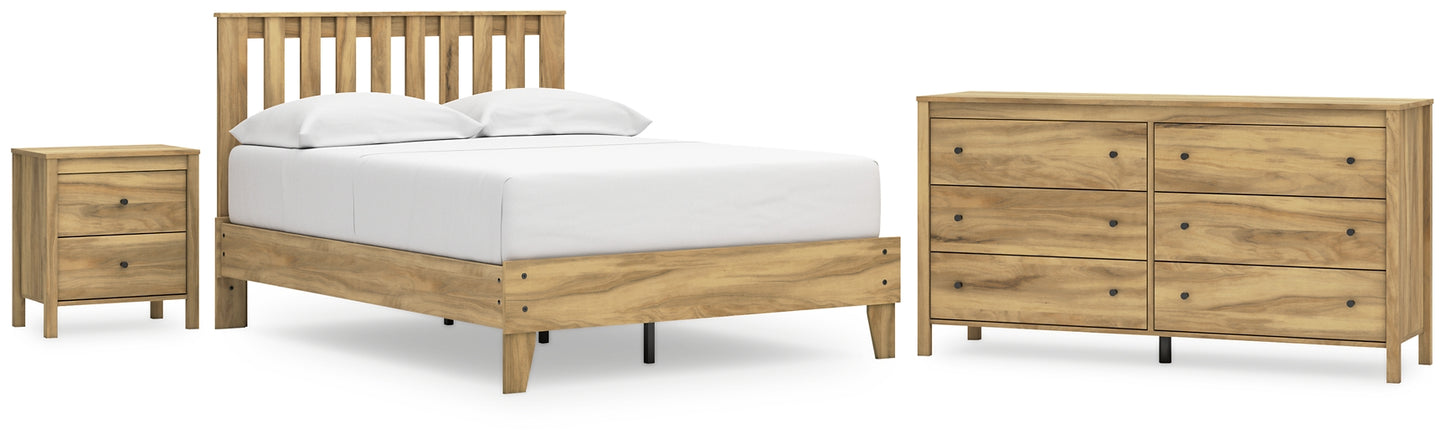 Bermacy Platform Panel Bed With Dresser And Nightstand