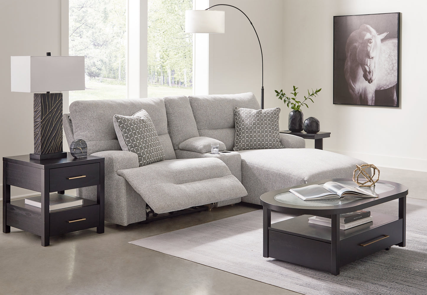 Sofá seccional reclinable eléctrico de 3 piezas con chaise longue Acklen Place