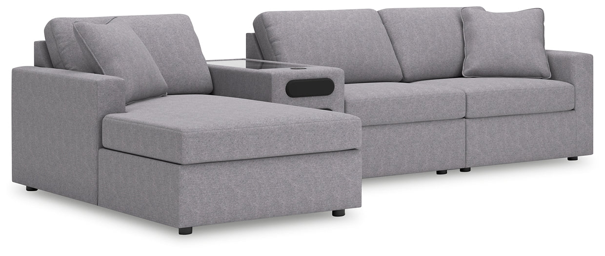 Seccional Modmax de 4 piezas con chaise longue y consola de audio