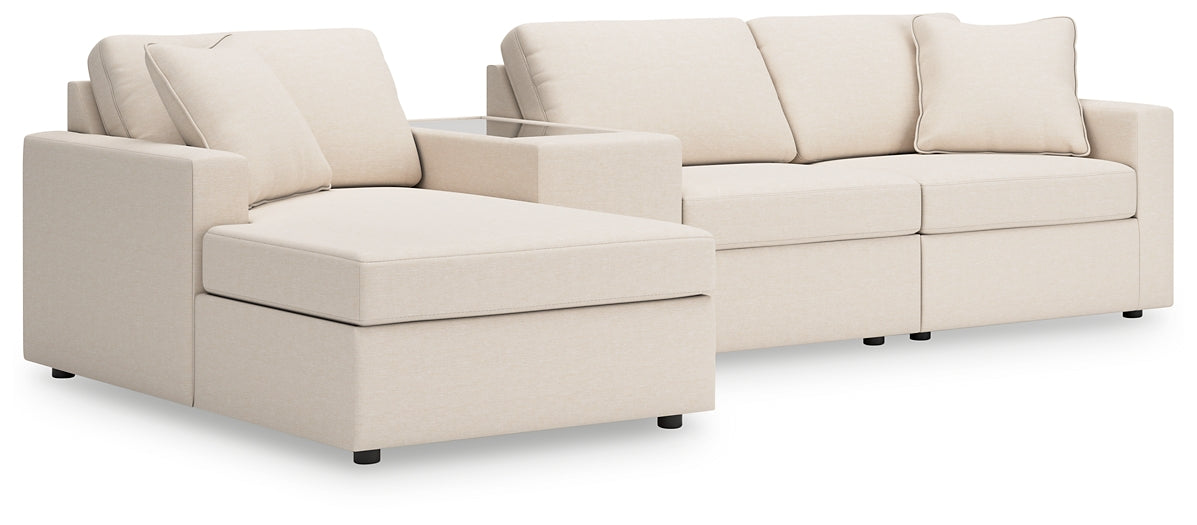 Seccional Modmax de 4 piezas con chaise longue y consola de almacenamiento