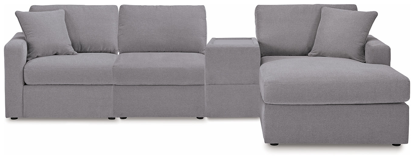 Seccional Modmax de 4 piezas con chaise longue y consola de almacenamiento