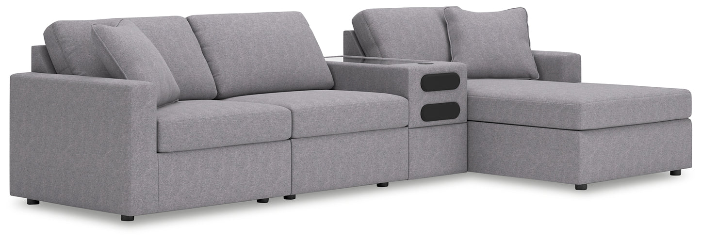 Seccional Modmax de 4 piezas con chaise longue y consola de audio