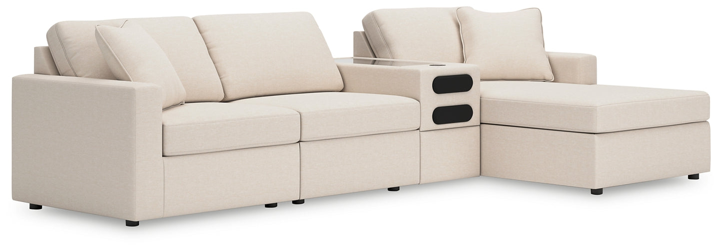 Seccional Modmax de 4 piezas con chaise longue y consola de audio