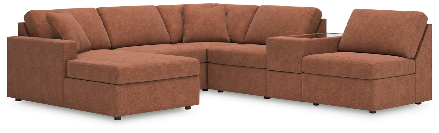 Seccional Modmax de 6 piezas con chaise longue y consola de almacenamiento