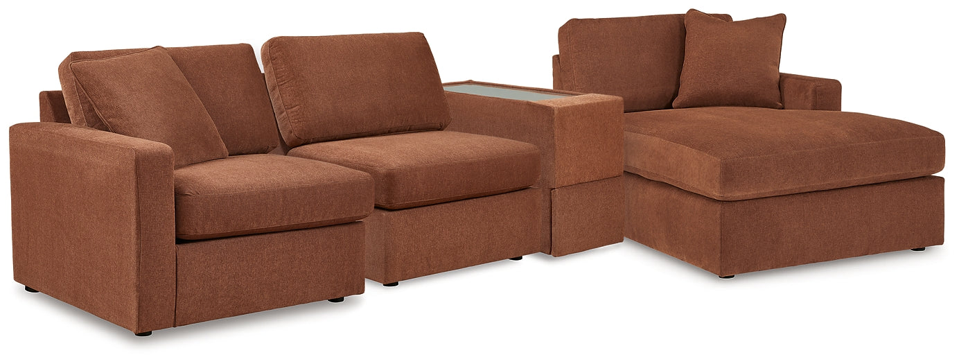 Seccional Modmax de 4 piezas con chaise longue y consola de almacenamiento