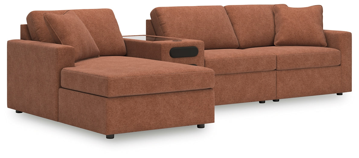 Seccional Modmax de 4 piezas con chaise longue y consola de audio