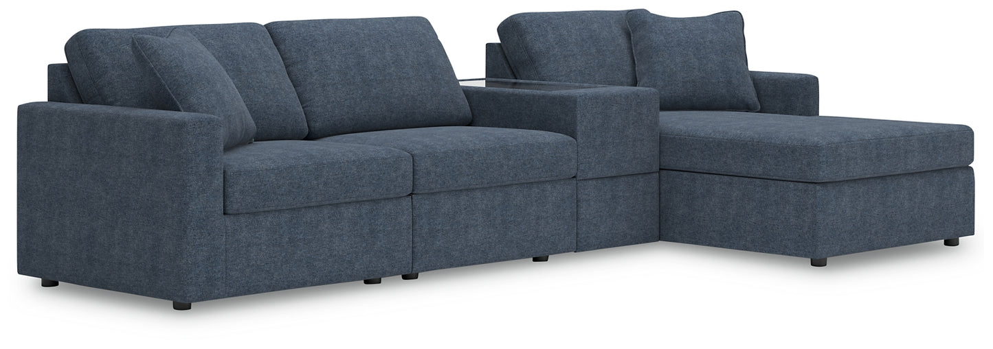 Seccional Modmax de 4 piezas con chaise longue y consola de almacenamiento