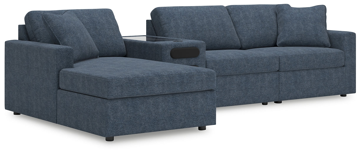 Seccional Modmax de 4 piezas con chaise longue y consola de audio