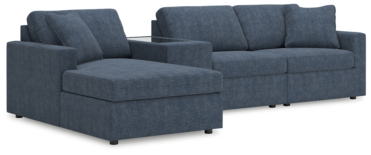 Seccional Modmax de 4 piezas con chaise longue y consola de almacenamiento