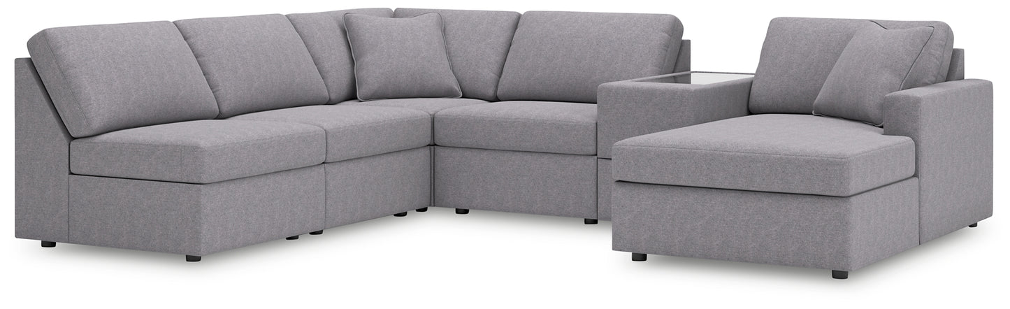 Seccional Modmax de 6 piezas con chaise longue y consola de almacenamiento